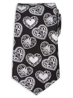Шелковый галстук с сердечками пейсли Cufflinks, Inc., черный