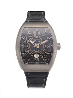 Часы Vanguard из полированного титана, розового золота, кожи и каучукового ремешка Franck Muller, черный