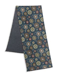 Цветочный шелковый шарф Kiton, нави