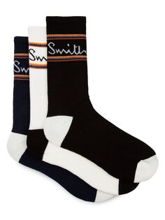 3 пары носков с логотипом из смесового хлопка Paul Smith, разноцветный