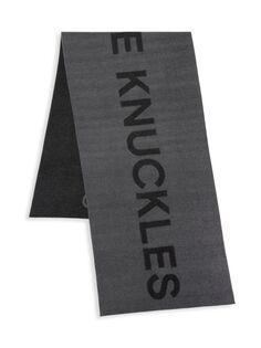 Шарф из смеси шерсти и кашемира с контрастным логотипом Moose Knuckles, черный