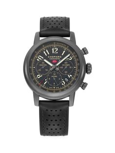 Часы-хронограф Mille Miglia Limited Edition из нержавеющей стали с кожаным ремешком Chopard, черный