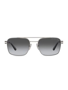 Квадратные поляризованные солнцезащитные очки 54 мм Prada, серебряный