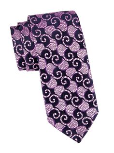 Шелковый галстук с вихревым узором Charvet, розовый
