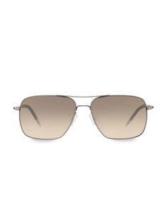 Солнцезащитные очки-авиаторы Clifton 58 мм Oliver Peoples, серебряный