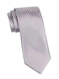 Шелковый галстук в тонкую полоску Charvet, серебряный