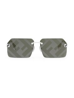 Солнцезащитные очки квадратной формы 59 мм с логотипом FF Fendi, серебряный