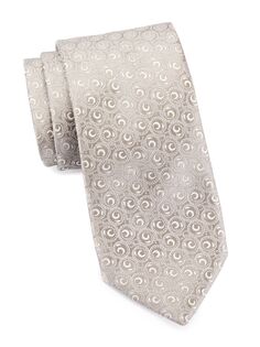 Шелковый галстук с узором Neat Swirl Bean Charvet, серебряный