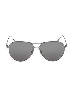 Металлические солнцезащитные очки-авиаторы 60 мм ZEGNA, серебряный