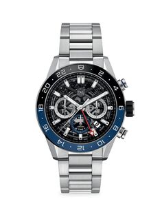 Часы-браслет с хронографом Carrera 45MM из нержавеющей стали TAG Heuer, серебряный