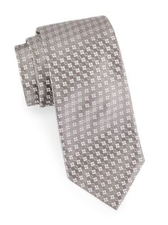 Шелковый жаккардовый галстук с цепочкой Mini Medallion Charvet, серый