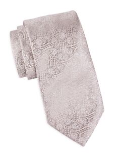 Шелковый галстук Swirl с узором пейсли Charvet, серебряный