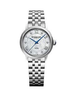 Часы Maestro с браслетом из нержавеющей стали и бриллиантов Raymond Weil, серебряный