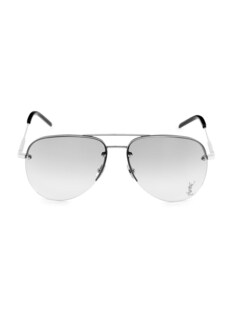 Классические солнцезащитные очки Pilot Monogram 59MM Saint Laurent, серебряный