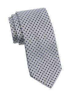 Круглый шелковый галстук с геометрическим рисунком Charvet, серебряный
