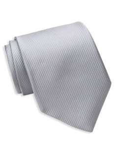 Классический шелковый галстук David Donahue, серебряный