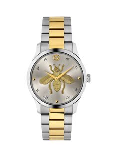 Часы G-Timeless с мотивом пчелы из нержавеющей стали и желтого золота с PVD-покрытием Gucci, золотой