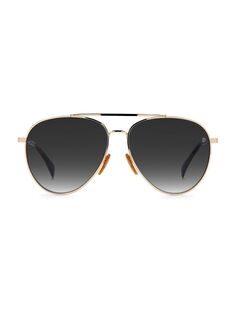 Металлические солнцезащитные очки-авиаторы 61 мм David Beckham, золотой