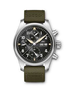 Часы с хронографом Pilot Spitfire из нержавеющей стали и текстильного ремешка IWC Schaffhausen