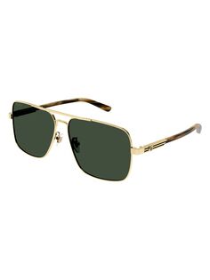 Архив Подробности Квадратные металлические солнцезащитные очки 62 мм Gucci, золотой