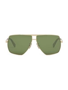 Прямоугольные металлические солнцезащитные очки 58 мм CELINE, зеленый