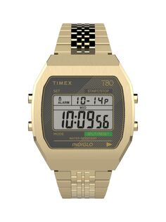 Цифровые часы T80 из латуни и смолы Timex, золотой