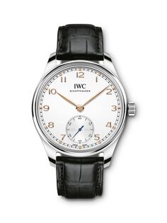 Часы Portugieser из нержавеющей стали и ремешка из кожи аллигатора IWC Schaffhausen