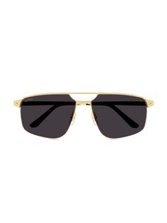 Солнцезащитные очки-навигаторы Santos De Cartier 60 мм из металла с покрытием из 24-каратного золота Cartier, золотой