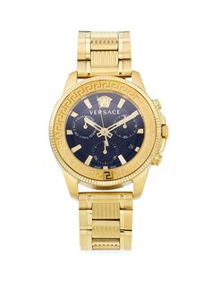 Часы Greca Action Goldtone из нержавеющей стали с хронографом Versace, желтый