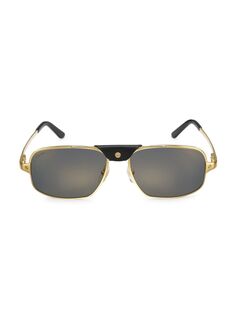 Солнцезащитные очки Santos прямоугольной формы 60 мм Cartier, золотой