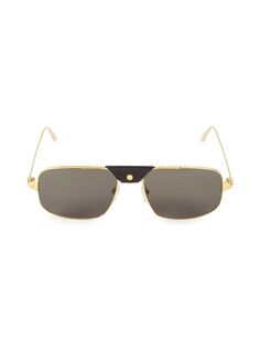 Солнцезащитные очки квадратной формы 60 мм Cartier, золотой
