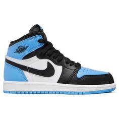 Кроссовки Nike Air Jordan 1 Retro High OG PS UNC Toe, белый/черный/голубой