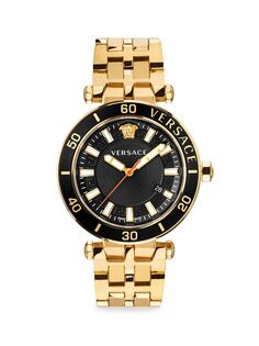 Часы Greca Sport Goldtone с браслетом из нержавеющей стали Versace, золотой