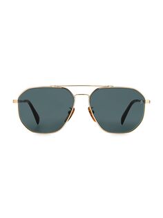 Квадратные солнцезащитные очки-авиаторы 60 мм David Beckham, золотой