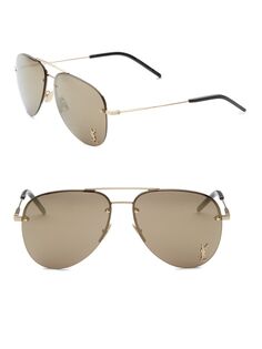 Солнцезащитные очки-авиаторы 60 мм Saint Laurent, золотой