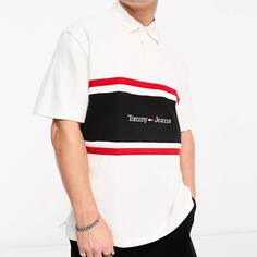 Футболка поло Tommy Jeans Vertical Stripe Logo, белый