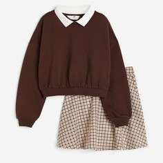 Комплект из юбки и свитшота H&amp;M Kids Sweatshirt and Skirt, 2 предмета, темно-коричневый H&M