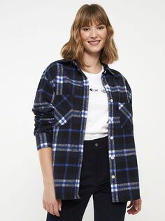 Оксфордская Женская куртка-рубашка в клетку с длинным рукавом Southblue