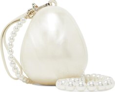Сумка Simone Rocha Micro Handheld Egg Bag With Crossbody Strap Pearl, белый