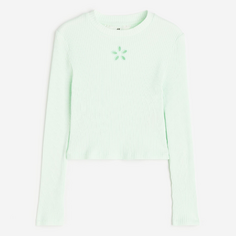 Лонгслив H&amp;M Kids Short Ribbed Cotton Jersey, светло-зеленый H&M