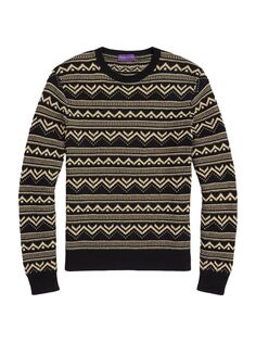 Жаккардовый свитер из смеси шелка и кашемира Ralph Lauren Purple Label, черный