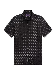 Рубашка с коротким рукавом с геометрическим принтом Ralph Lauren Purple Label, черный