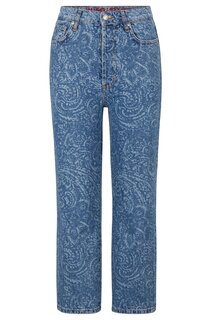 Джинсы Hugo Modern-fit In Paisley-pattern Rigid Denim, синий