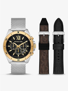 Набор наручные часы и ремешки Michael Kors Oversized Brecken Two-Tone, коричневый