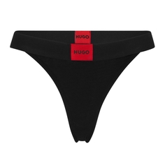 Трусы-стринги Hugo Stretch-cotton With Red Logo Label, черный