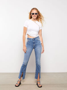 Женские джинсовые брюки прямого кроя с высокой талией и карманами Xside