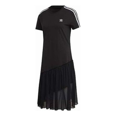 Платье Adidas originals Tulle Stripe Splicing Short Sleeve Black, Черный