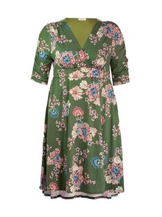 Платье до колен с цветочным принтом Gabriella Kiyonna, оливковый