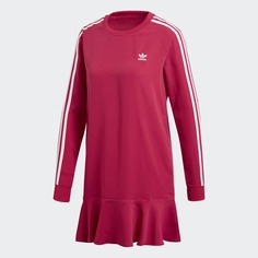 Платье Adidas Originals 3-stripes, красно-малиновый