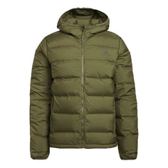 Пуховик Adidas Logo Long Sleeves Hooded Stay Warm With Down Feather Green Jacket, Зеленый